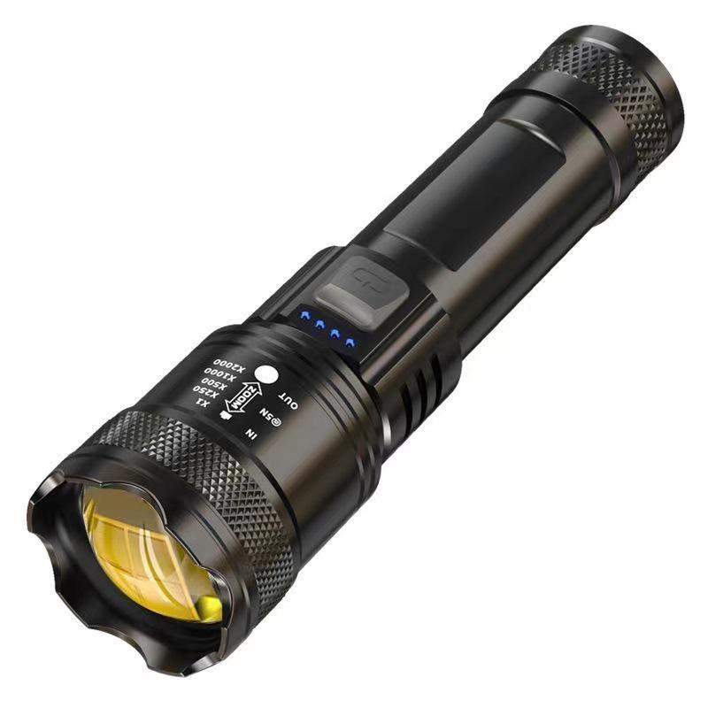 Rechargeable High-Power LED Flashlight with Telescopic Zoom, Super Bright Long-Range Spotlight for Outdoor and Household Use
