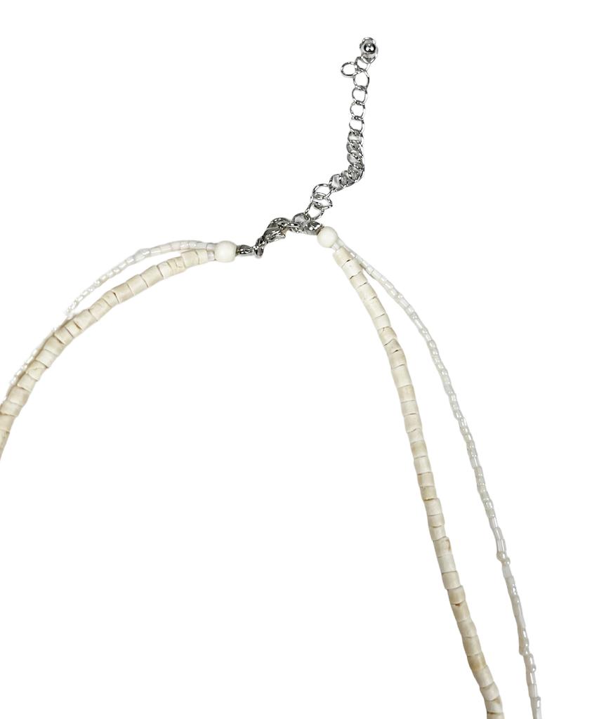 Sk8Er Rock Shell Double Chain Necklace (Ivory)