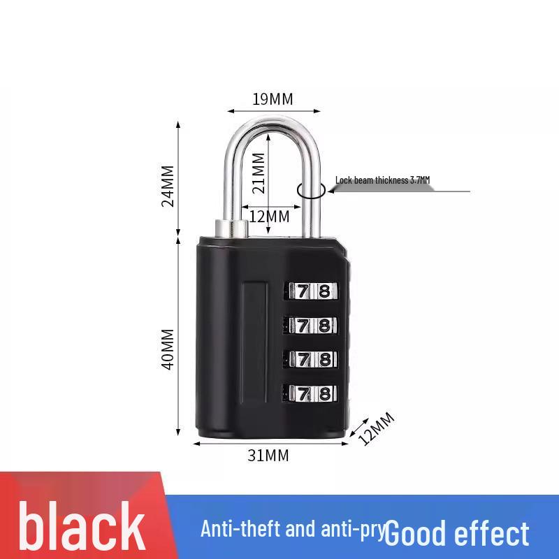 Zinc Alloy 4-Digit Anti-theft Password Padlock for Suitcase, Gym Locker, or Door Lock