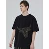 Geometric Bull Head Print T Shirt Black Unisex Casual Streetwear Top for Men and Women