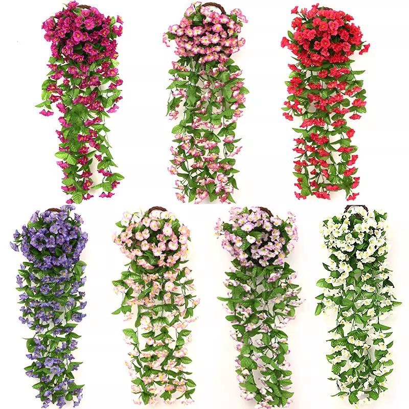 High-Quality Morning Glory Wall Hanging Vine - Artificial Green Plant Decoration for Living Room
