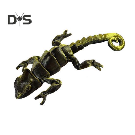 3D Printed Lizard Articulated Chameleon Ornament Desktop Decoration Flexible Animal Figurine Lizard Fidget Toy for Kids Adults Stress Relief
