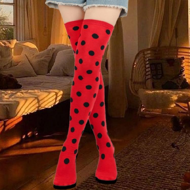 Cosplay Thigh High Long Socks for Women Girl Over Knee Stockings and Arm Warmers Insect Dots Print Costume Accessories