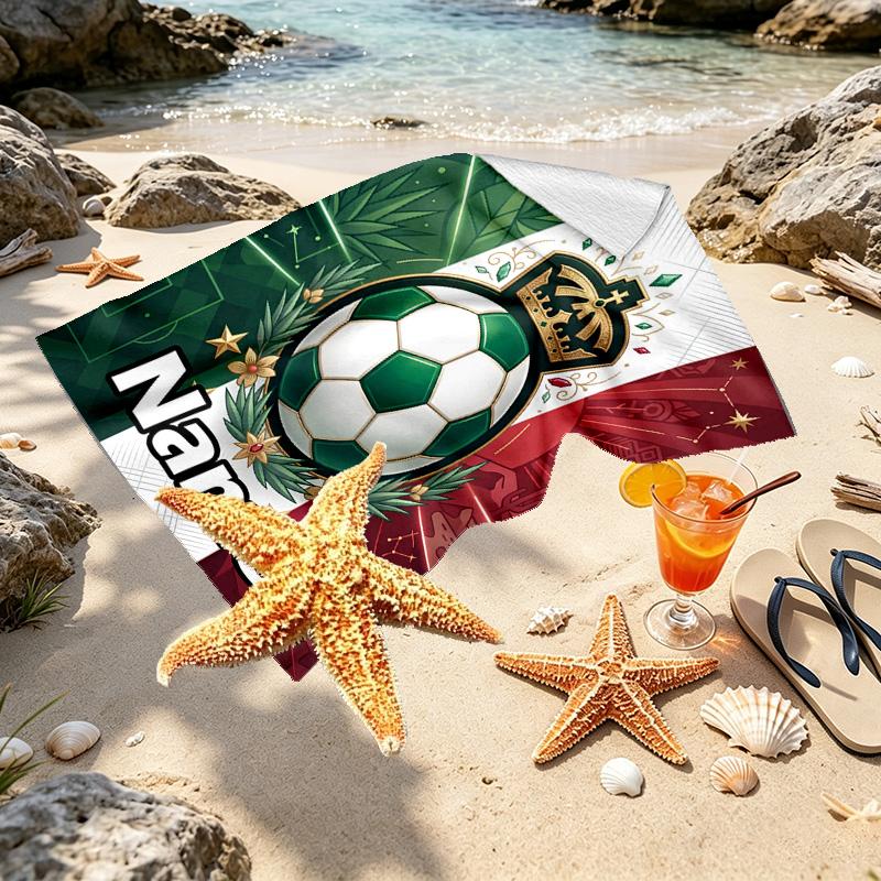 Custom Name Personalized Club Santos Laguna Print Beach Towel, for Trip Camping Beach Party Home Decor, Birthday Gift for Family & Friends