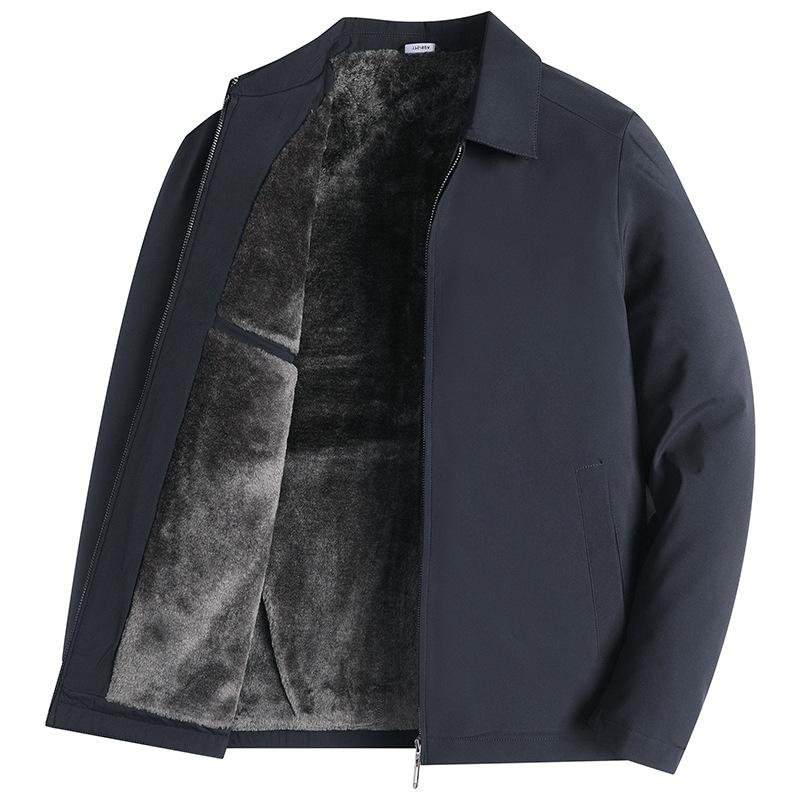 Thick Velvet Jacket for Men In Autumn and Winter New Lapel Jacket for Middle-aged and Elderly Men Warm Dad Winter Jacket
