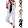 2 Stück/Set Damen Blazer Hosen Set Einfarbige Umlegekragen Faltenfrei Formell