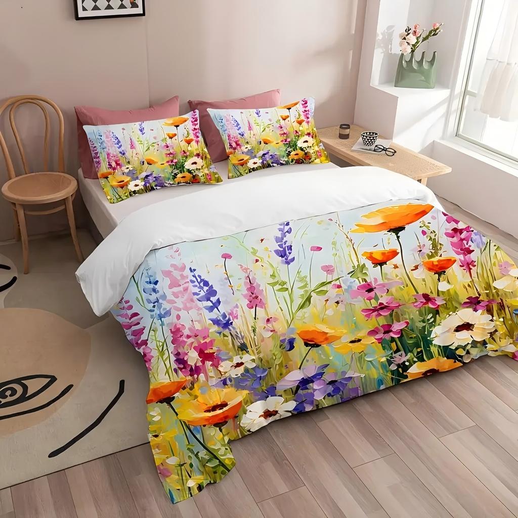Akwarelowe Rośliny Słonecznika Drukowana 3D Poszewka na Kołdrę Abstrakcyjna Sztuka Styl Wiejski Pościel Miękka Wygodna Poszewka na Kołdrę