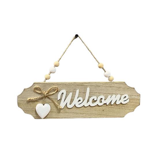 Decorative House Sign with Bow Knot Decor Letter Print Hanging Sign Versatile