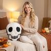 40CM Skull Shaped Plush Pillow Soft Stuffed Cushion Decorative Halloween Skull Head Plush Toy for Home Office Car Sofa
