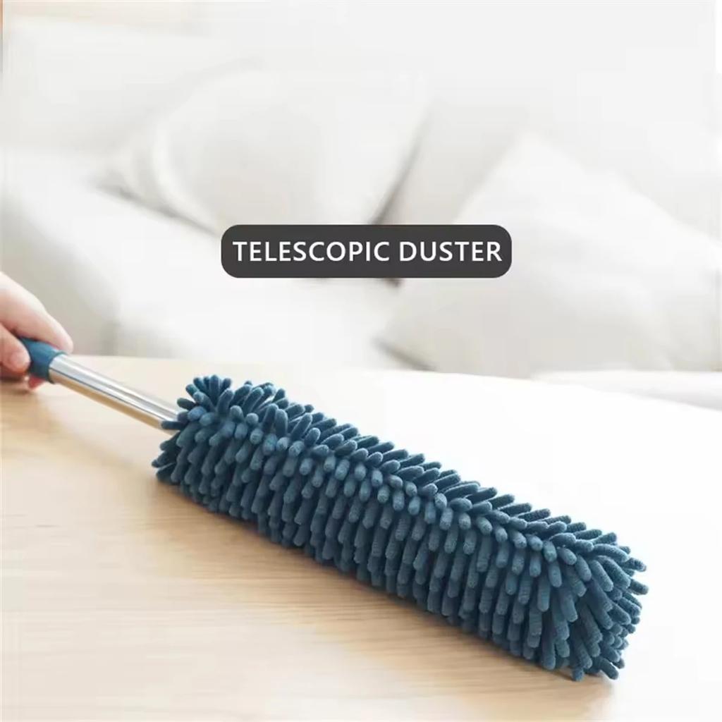 1pc Telescoping Microfiber Duster with Stainless Steel Extension Pole Cleaner Household Dust Clean Remover for Ceiling Fan Lamps