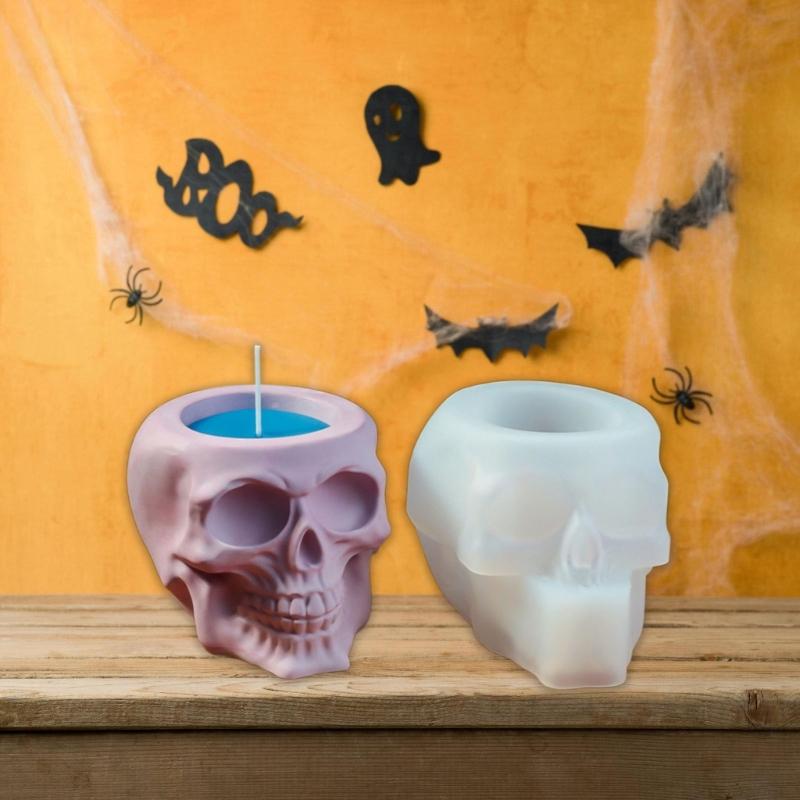 Totenkopf Kerzenständer Form Aromatherapie Behälterform Kerzenhalter Silikonform Teelichtformen Halloween Dekorationen