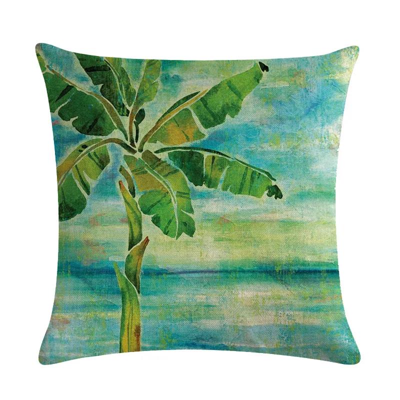Tropical Rain Forest Banana Tree Coconut Tree Linen Pillowcase Office Sofa Leisure Decoration Cushion Cover