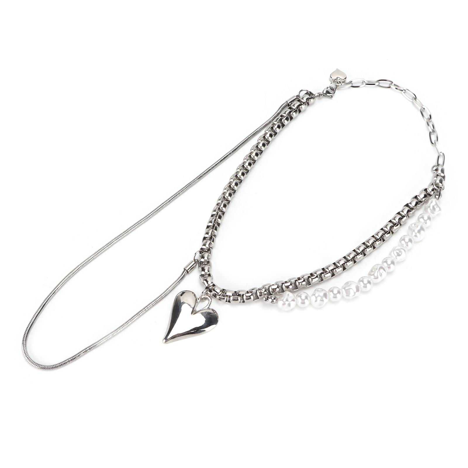 

Layered Necklace Stainless Fashionable Punk Adjustable Clavicle Aesthetic Jewelry Accessories for Decoration Gift