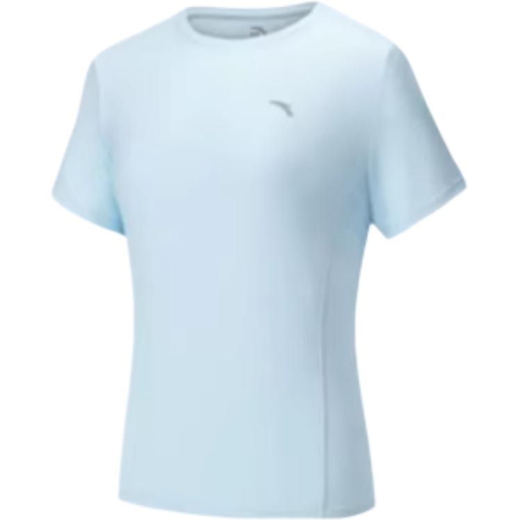 Anta Training Series Sports Casual Simple Solid Color Round Neck Pullover Short Sleeve T-Shirt Women T-Shirts Cool-Blue 962527112-4