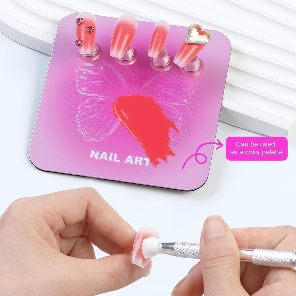 Nail Holder for Painting Nails Heart Nail Stand for Press ons/Nail Display&Practice 2In1 Mixing Color Drawing Pallet Nail Suppli