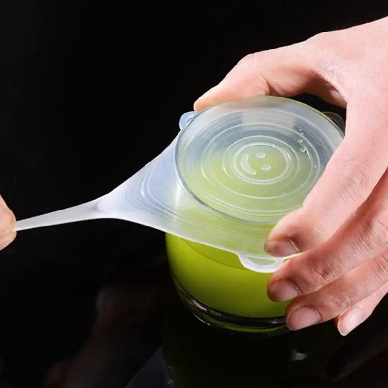 Container For Kitchen Storage Organization Adaptive Food Cover Dishes Adjustable Elastic Silicone Caps Refrigerator Plastic Home