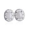 925 Sterling Silver Hetian Jade Stud Earrings with Certificate - Simple Ancient Hanfu Cheongsam Style White Jade Earrings