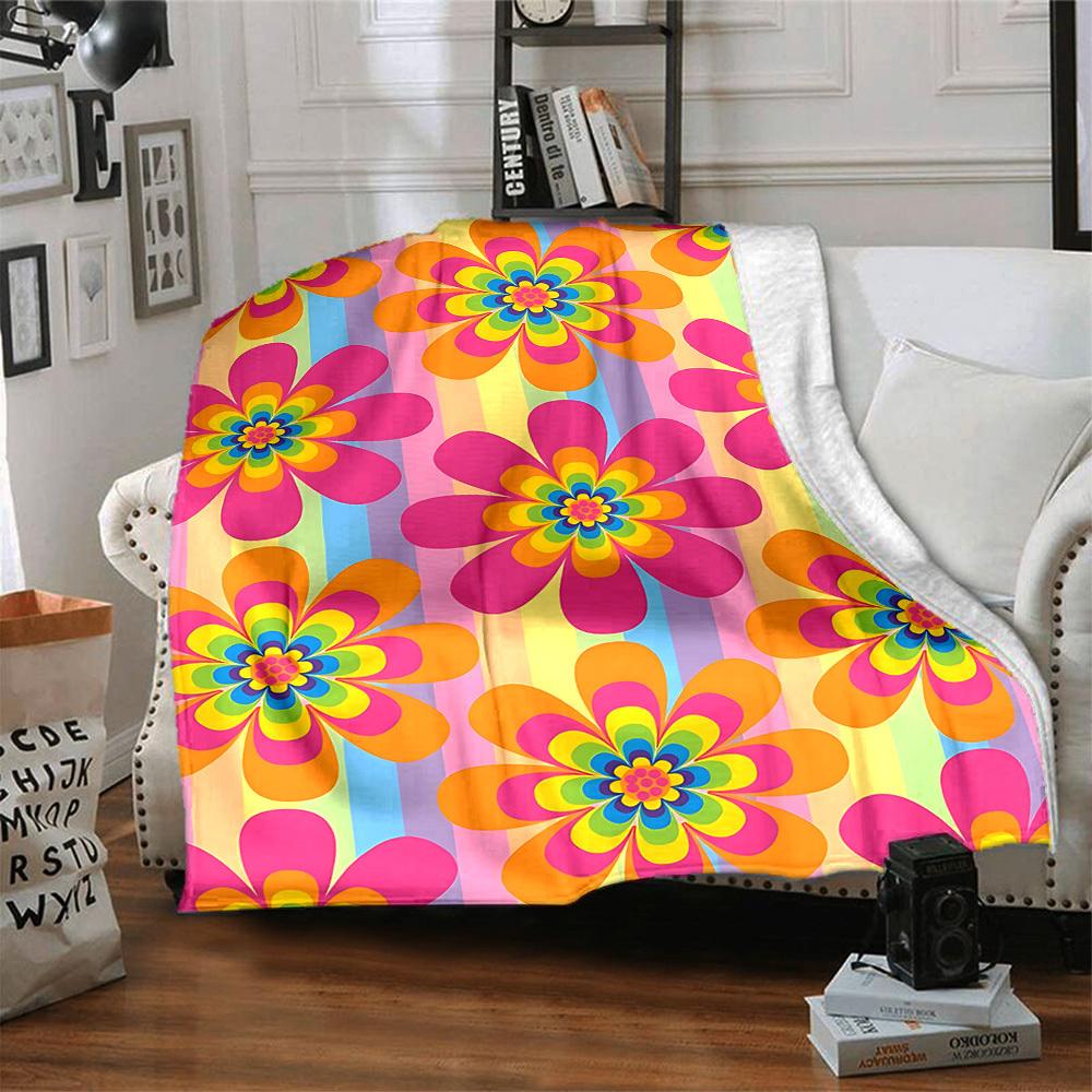 1pc Flower Pattern Blanket Warm, Cozy, And Soft, Suitable for Sofas, Beds, Cars, And Office Use.Perfect for Camping And Travel, Making It a Great Gift
