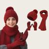 Knitted Hat Scarf Gloves Women's Winter Thick Ear-Warming Hat and Neck Warmer Set 3Pcs