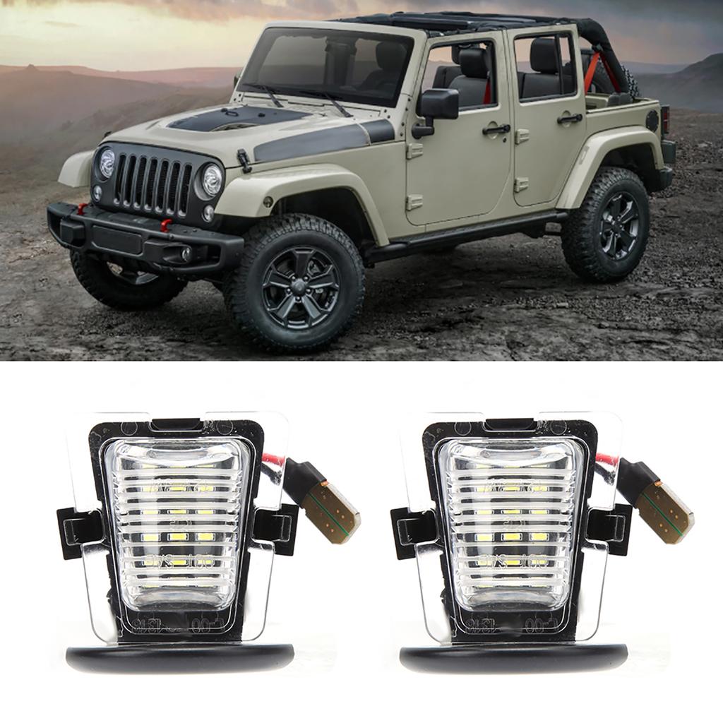 Pair of LED License Number Plate Lamp Light Fit for Jeep Wrangler JK 20072018DC12V