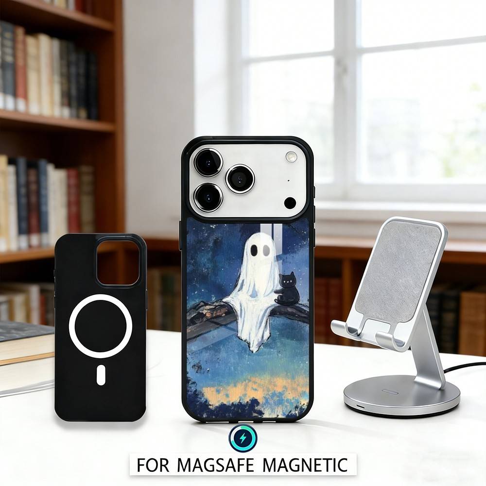 O-Oil Painting C-Cute G-Ghosts Lovely Phone Case For iPhone17,16,15,14,13,12,Pro,Max,Magnetic For Magsafe Wireless Charging