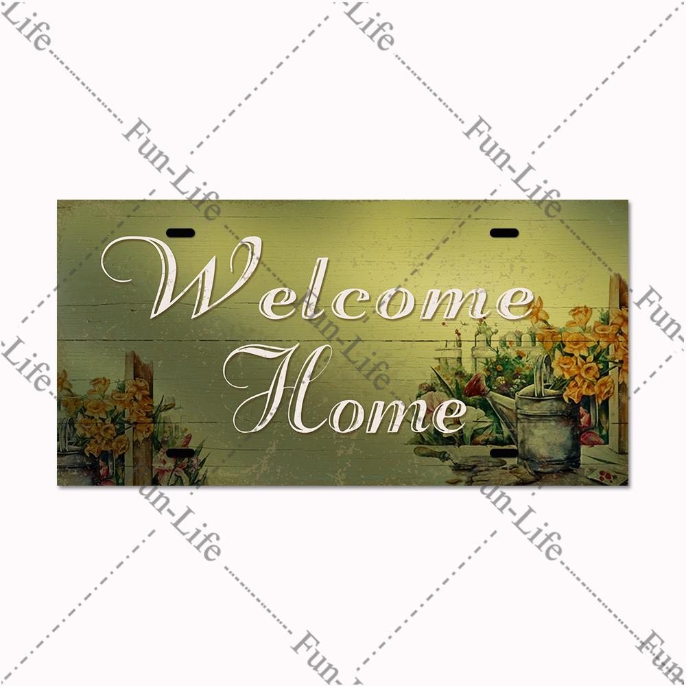 Welcome Home Metal Poster, Tin Signs, Vintage Pet, Family Hanging Plates, Plaque, Bar, Pub, Garden, Farm, Home Wall Decor
