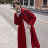 2025 Yellow Doll Collar Woolen Coat for Women - New Korean Autumn/Winter Thickened Mid-Length Outerwear