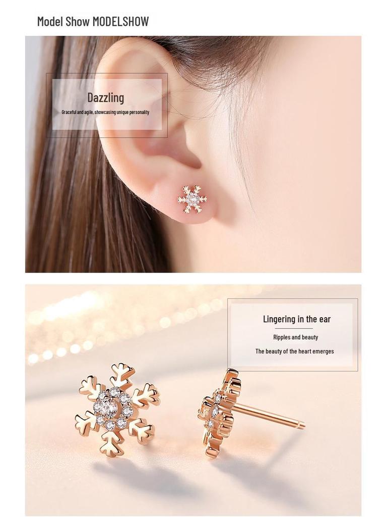S925 Silver Korean Trend Christmas Earrings for Women - Elegant High-End Design