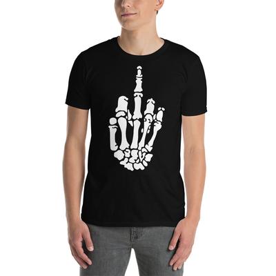 Mittelfinger Fick dich F_ck Skelett Hand Halloween Goth Gothic Unisex T-Shirt