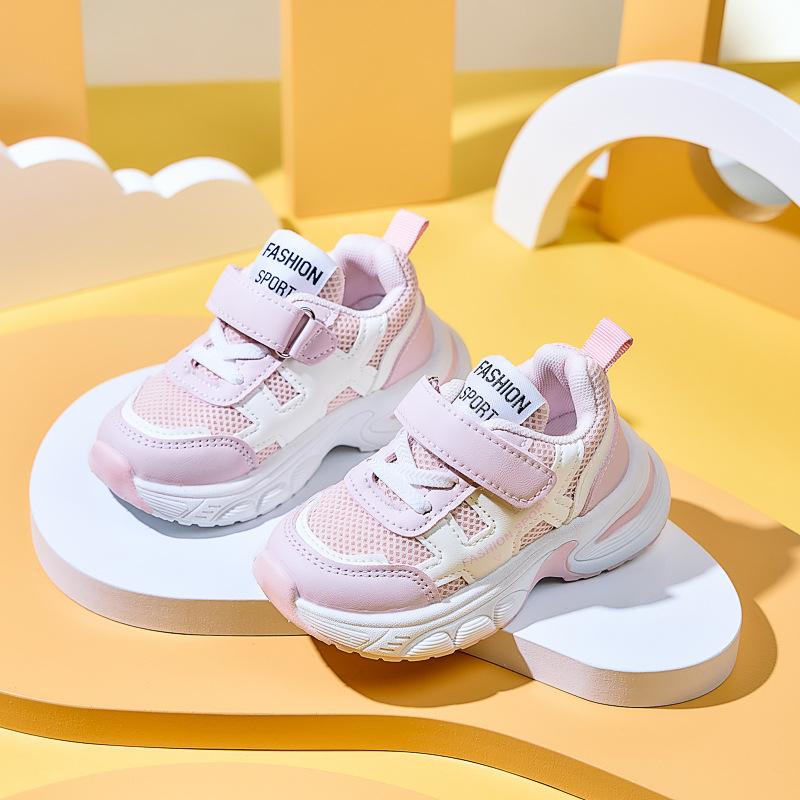 Children's sports shoes for boys and girls, non-slip sneakers for toddlers and young children, breathable mesh soft-soled running shoes, popular