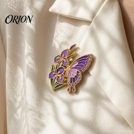 Floral Butterfly Brooch Enamel Flower Pin, Badge for Scarves Women, Inscet Shaped Pin Coats Sweaters