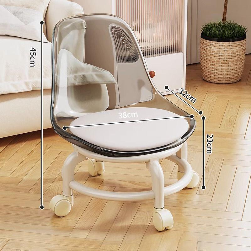 Trendiger Acrylhocker mit leisen Rollen und einstellbarer Höhe für Kinder und Erwachsene