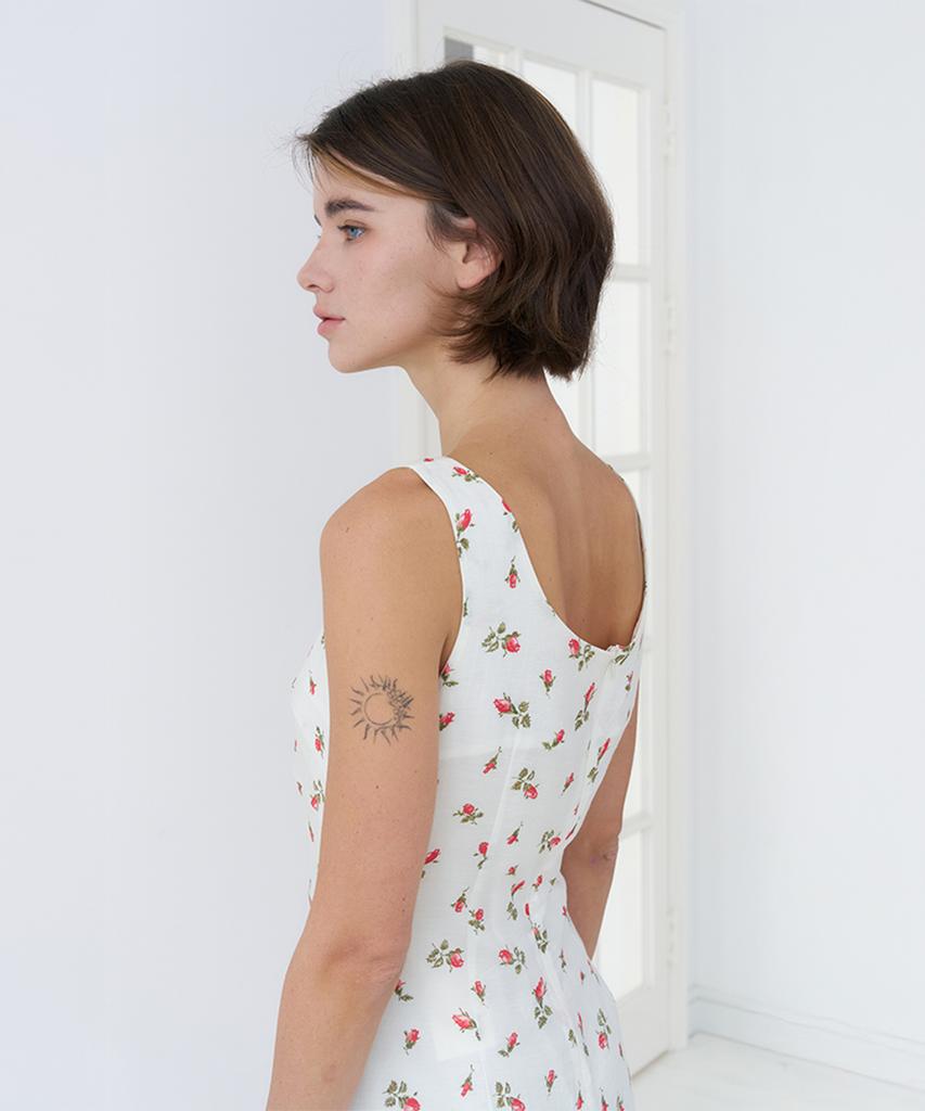VEM.VER Sleeveless Floral Dress_Ivory