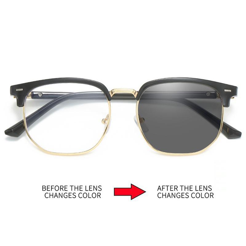 Photochromic Glasses Half Frame Anti Blue Sunglasses Eye Protection Computer Eyeglasses Eyewear For Women Men