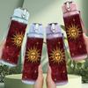 1PC Sun Symbol Red Dark Badge Print 750ml Color Plastic Sports Water Bottle Leakproof Flip Straw Lid Suitable for Sports Office Home Use