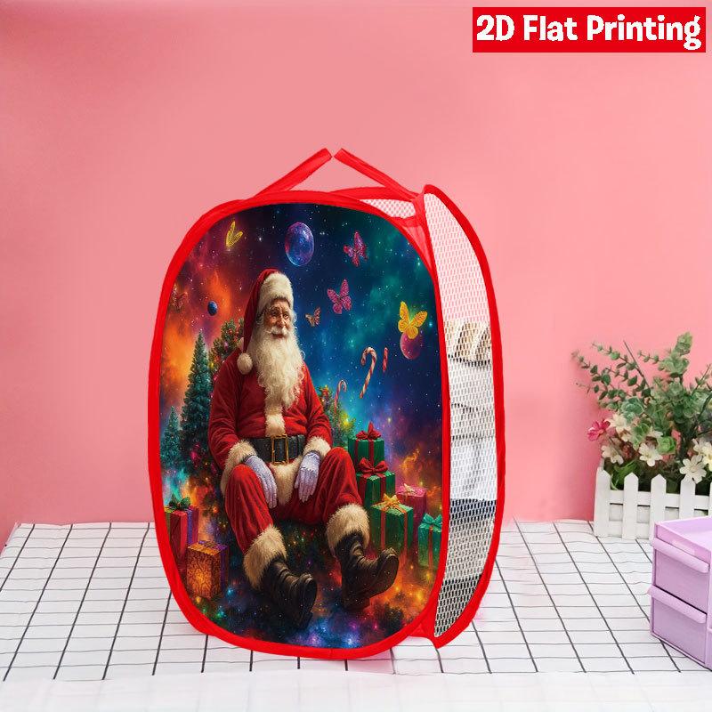 1Pcs Christmas Faceless Gnome Pop-Up Laundry Hamper Expandable Mesh Hamper Basket for Room Bedroom Bathroom Organization Contemporary Storage
