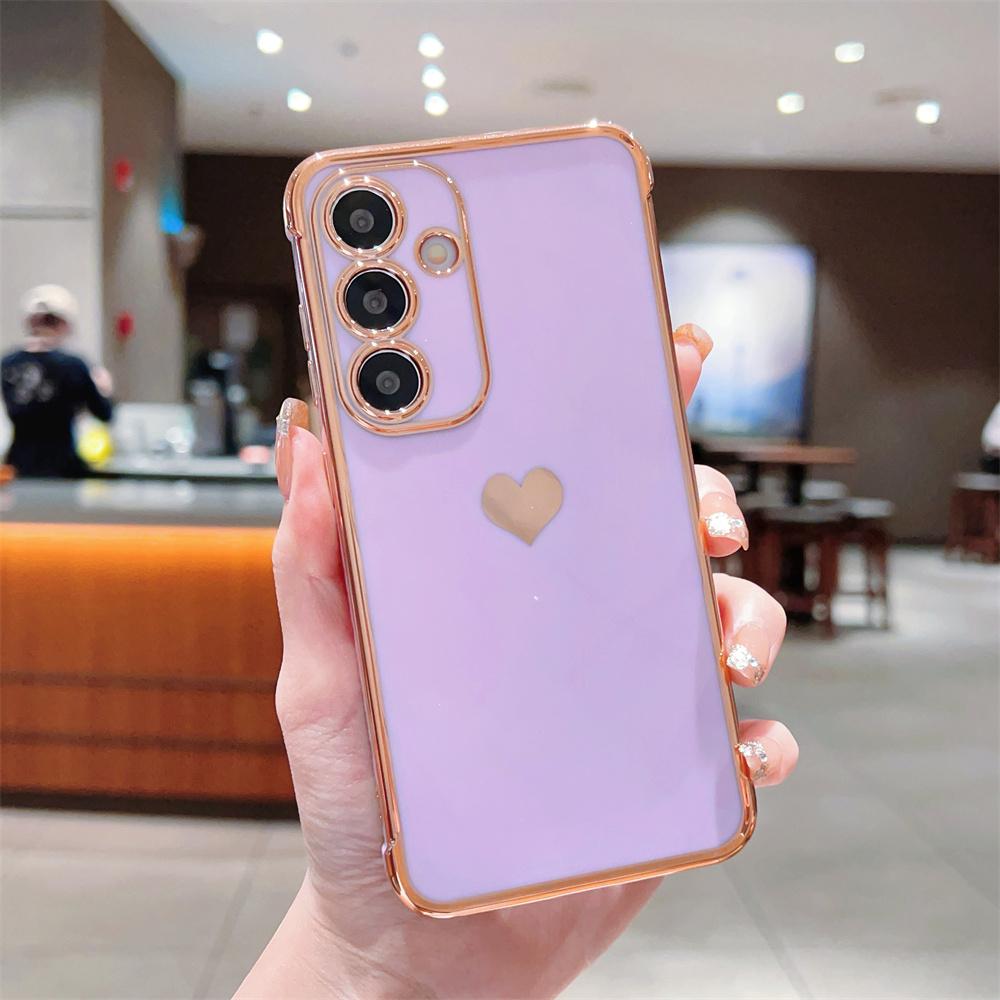 

For Samsung Galaxy A16 5G/A16 4G Case TPU Phone Back Cover Electroplating Heart Pattern D