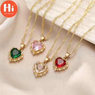 Hi Luxury Gold Color Love Heart Necklace Ladies Fashion Small Fresh Clavicle Necklace Jewelry Gift