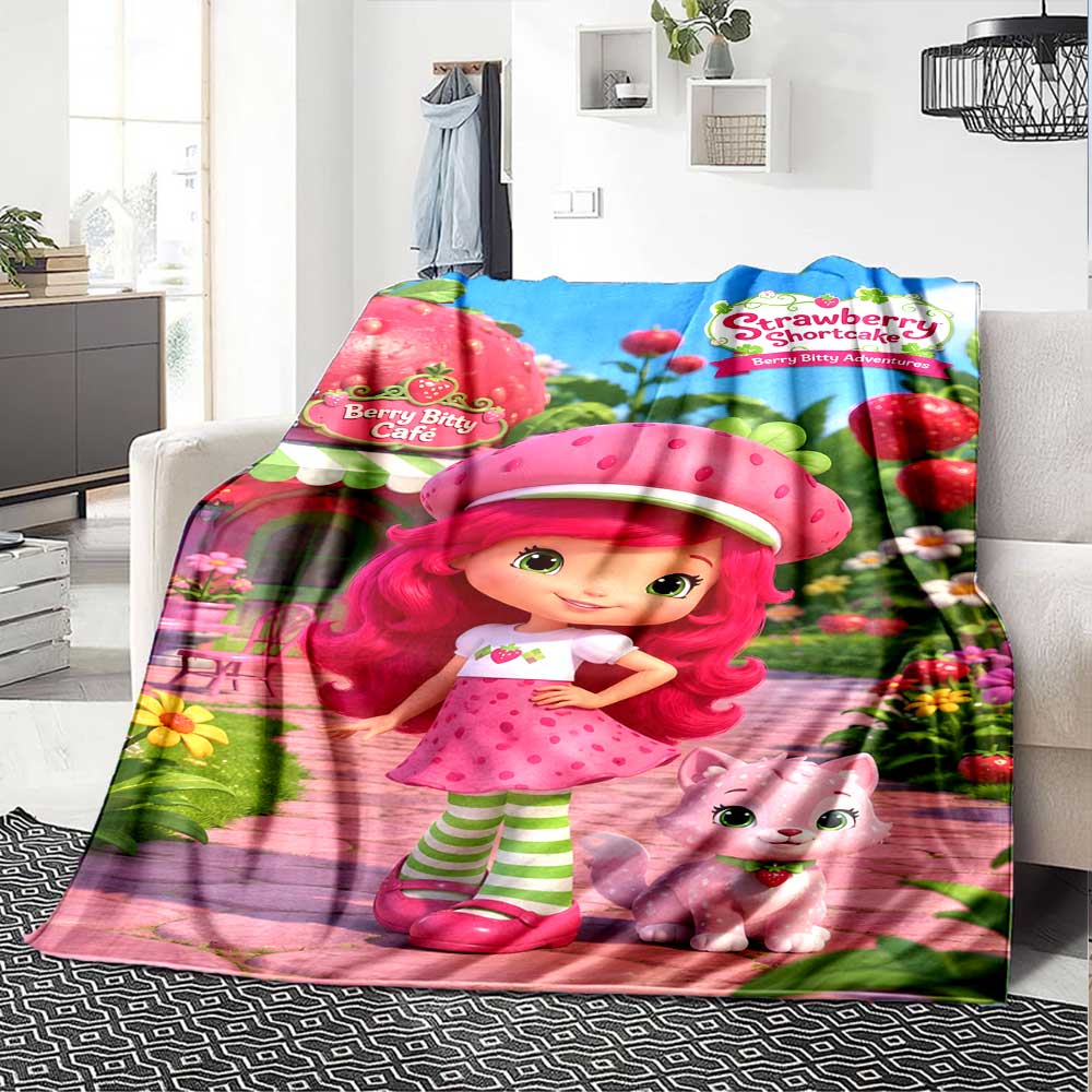 Strawberry Shortcake'S Cute Moment Blanket Soft Warm Cozy Throw Blanket for Office Chair Sofa Couch Office Bed Picnics Warmthful Decor Gifts Y2