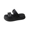 Stylish Women's Thick Sole Slippers Summer Casual One Strap Beach Sandals Available In Black And White