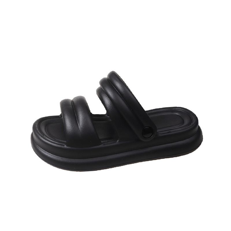 Stylish Women's Thick Sole Slippers Summer Casual One Strap Beach Sandals Available In Black And White