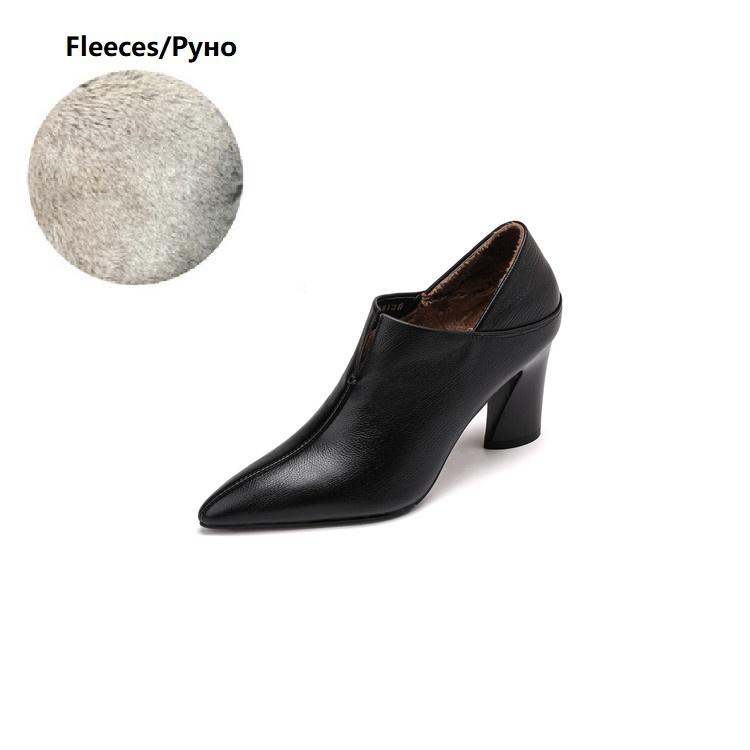 

Мода НОВЫЕ Весна/Осень Женские Туфли-лодочки Острый носок Массивный каблук Обувь из натуральной кожи для женщин Слипоны Женская обувь Черные Высокие каблуки 39