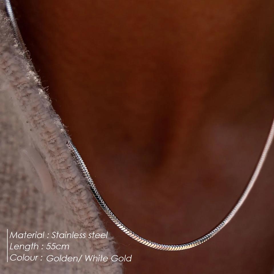 Saint Delan Snake Bone Square Chain Necklace - Men's Korean Style, Trendy and Simple with a Cold, High-Sense Personality