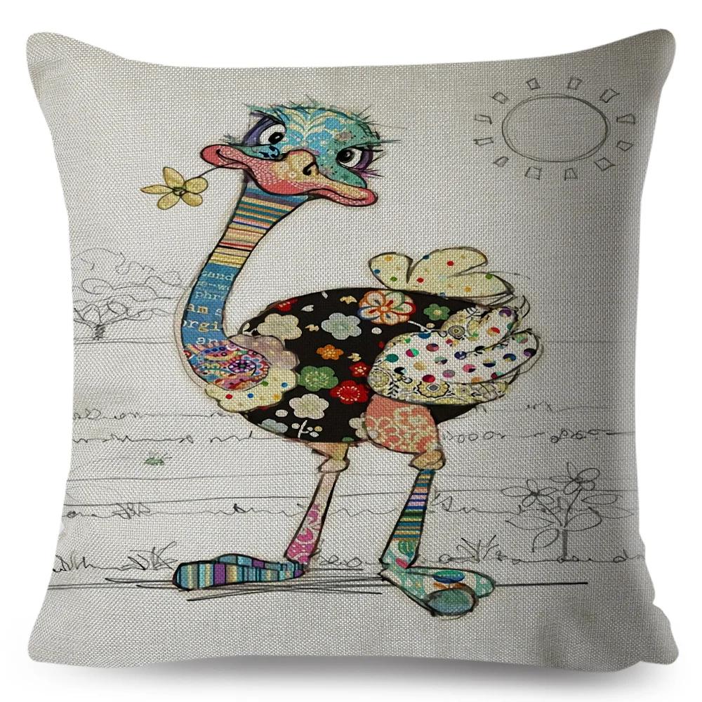 Nordic Style Cartoon Monkey Dog Cat Rabbit Cushion Cover Decor Children Drawing Animal Pillow Case for Sofa Home Car Pillowcase