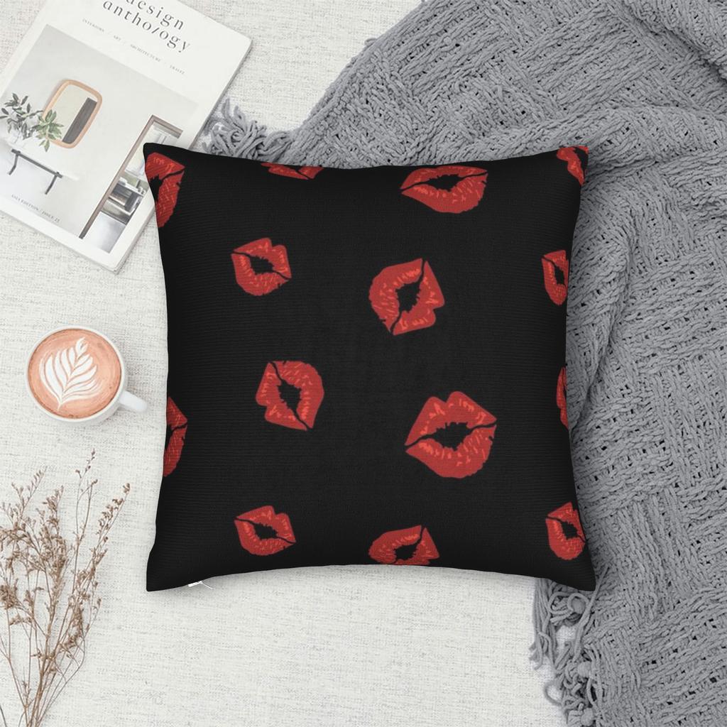 Love kiss Red lips print  Pillowcase Merch Printing Cushion Cover  Throw Pillow Cover Bedroom Decoration Zippered Multi Size