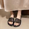 Fashion Summer New Women's Shoes Interwoven Fabric Flat 100 Casual Non-slip Sandals Woven Sandals Summer Outside Wear