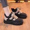 Thick-soled Black Dad Shoes Women's  Spring New Sports and Leisure Muffin Bread Shoes Versatile Heightening Board Shoes