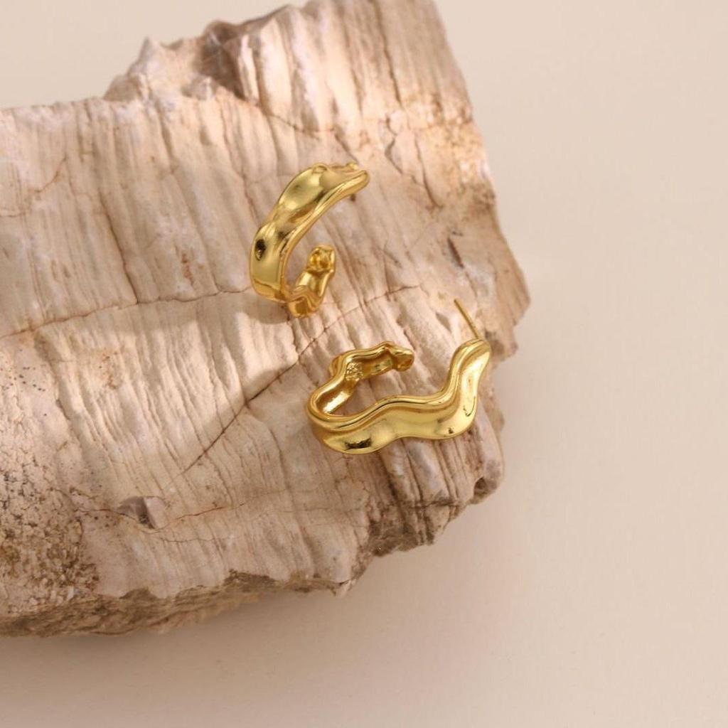 18k Gold-Plated Titanium Steel Geometric Stud Earrings for Women