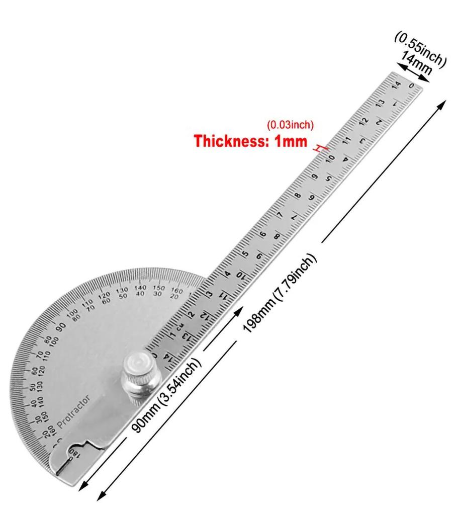 14cm 1ks Uholník Uhlové pravítko Deliací meradlo 180 stupňov Polkruhové Tesárske uhlové pravítko