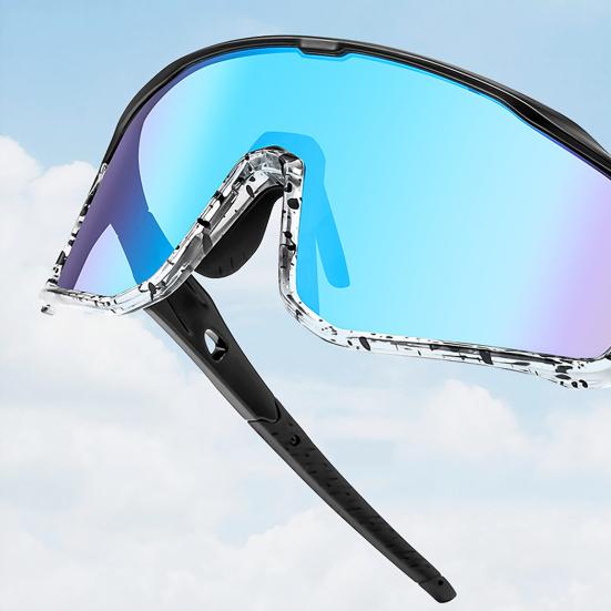 Photochromic Polarized Cycling Glasses, UV Protection Windproof Sports Sunglasses, Lightweight Men Women Safety Eyewear for Mountain Bike Running